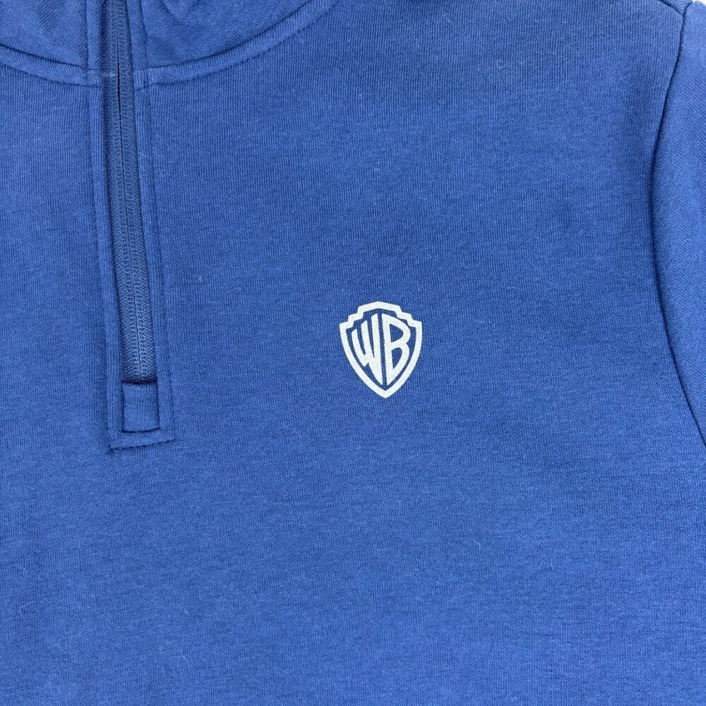 Warner Bros Logo Sweatshirt Mens Size XXL Blue Quarter-Zip Pullover - Picture 5 of 10